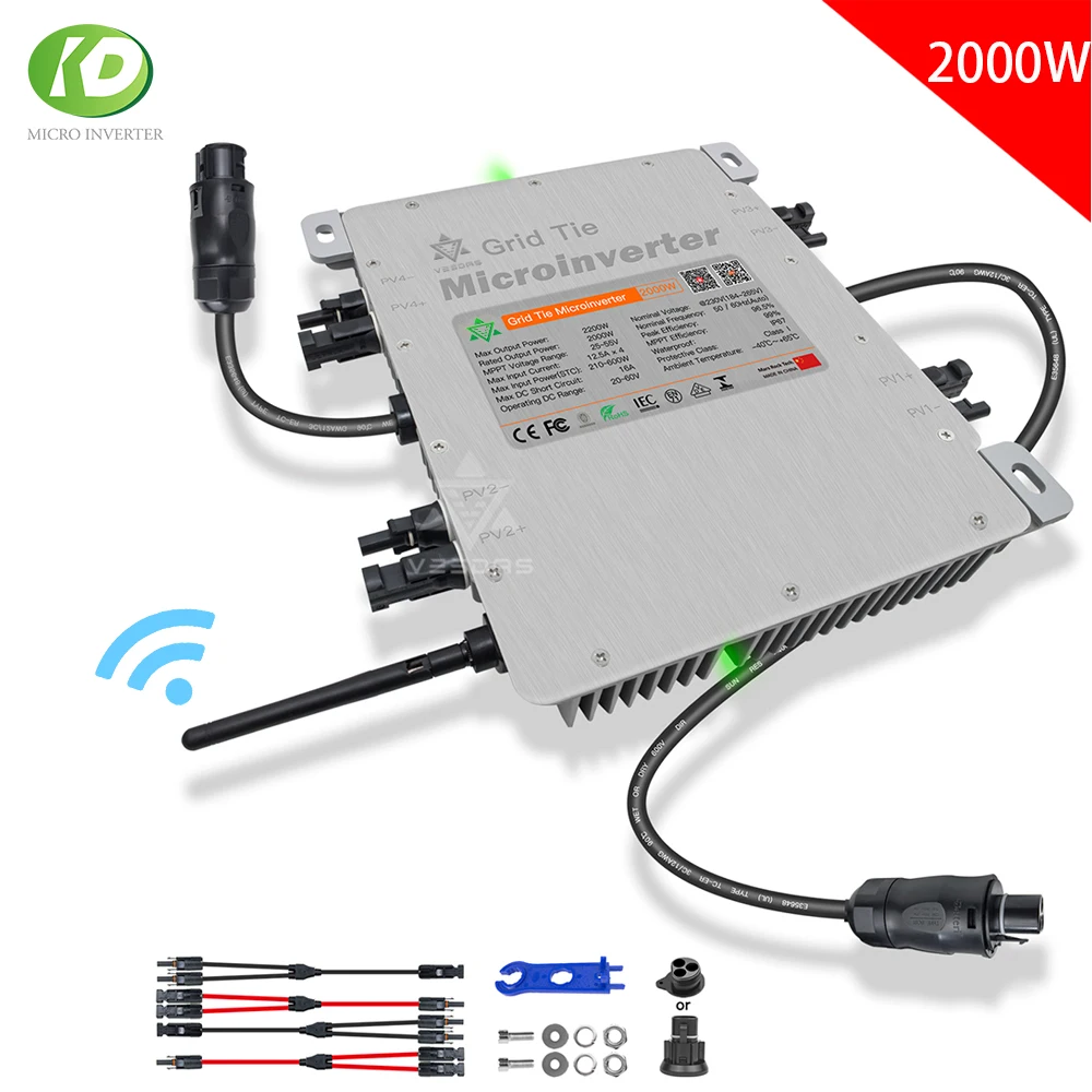 Inmetro Deye 2000W 4 Mppt Convertitore Inverter Micro Solar Grid Tie Convertitore Ip67 230Vac Con Wifi Integrato Per 400W 500W Pv
