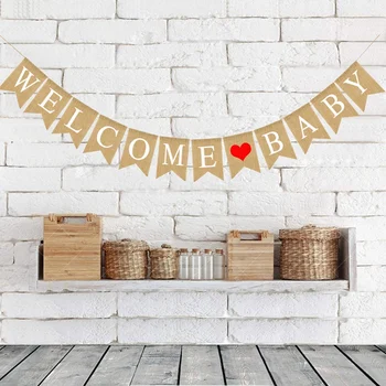

Welcome Baby Banner Great for Gender Neutral Baby Shower Decor and Dessert Table Decorations,Mantle,Fireplace