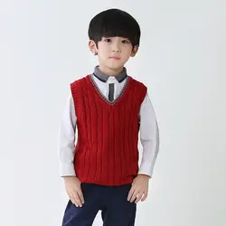 [Верхняя одежда]; вязаный свитер для мальчиков среднего и большого размера; детский вязаный жилет; жилет в Корейском стиле для девочек;