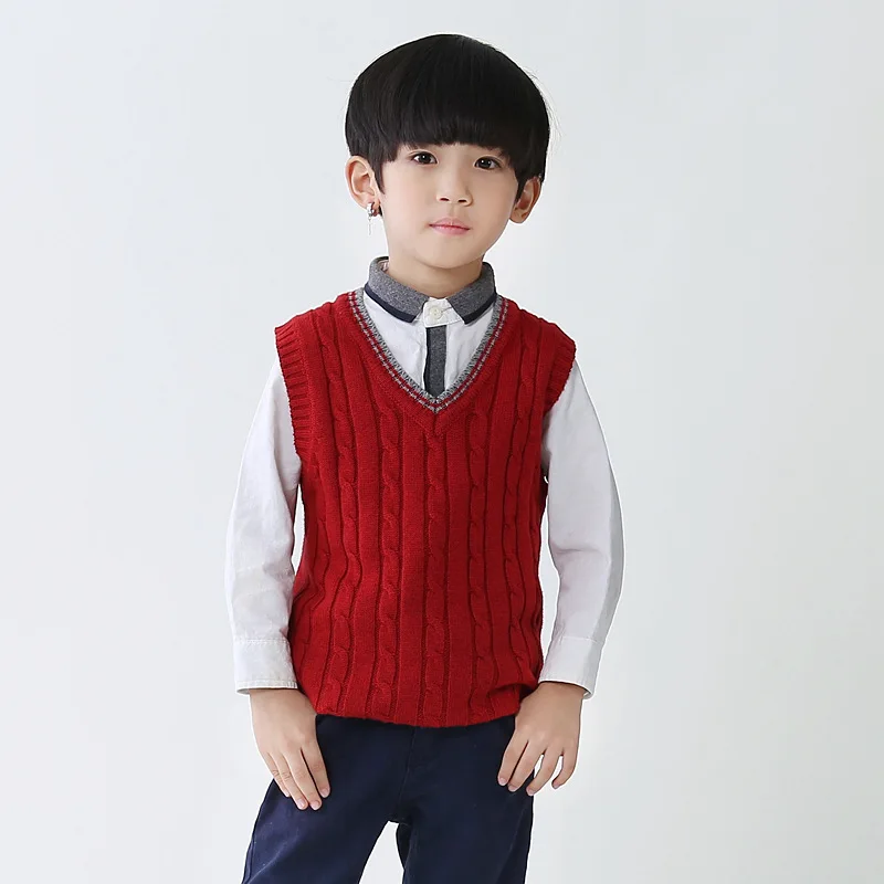 

[Outages-] Middle And Large BOY'S Knitted Sweater Children Knitted Vest Girls Korean-style Campus Vest Sweater