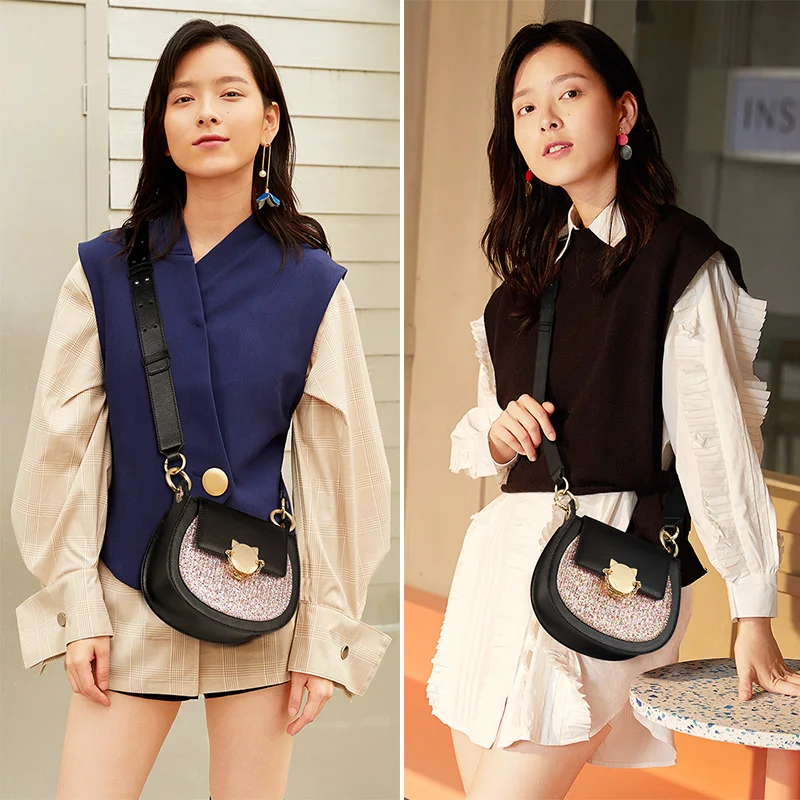 FOXER Fashion Girl Crossbody Bag Glett luxury Messenger Bag Split Leather Women Designer Bag Chic Flap Female Brand Shoulder Bag