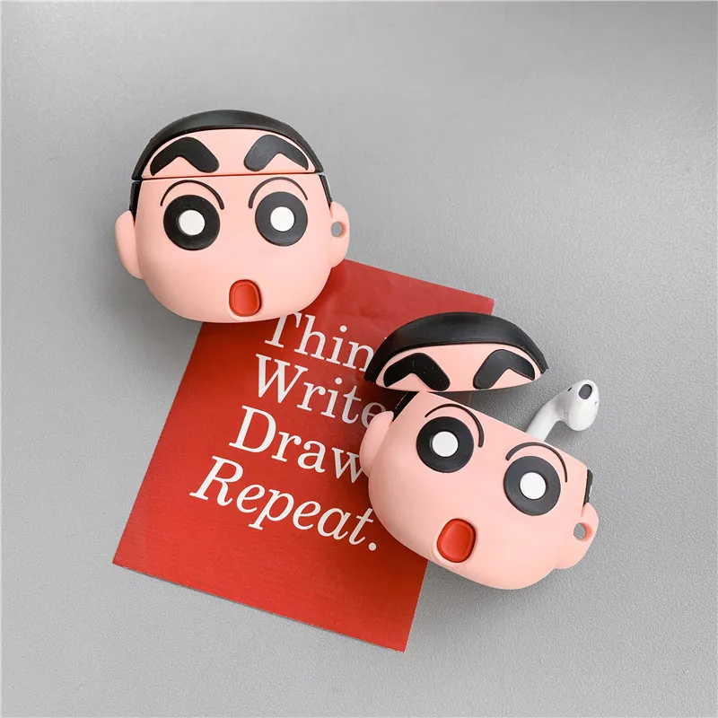 3D милый карандаш Shin-chan Shinnosuke Nohara корпусы гарнитурные для Apple Airpods 1/2 Япония мультфильм силиконовый защитный чехол