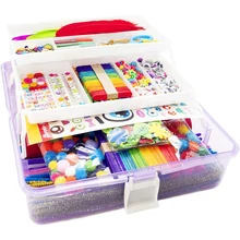 Ensemble de fournitures d'art artisanal à faire soi même, boîte artisanale cadeau incluse, tuyau coloré, plumes, pompons pour enfants en bas âge, Kits d'artisanat modernes, 1000 pièces