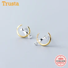 Trusta,, 925, твердые, Настоящее серебро, серьги-гвоздики в виде кошки, милый подарок, серьги для женщин, девочек, детей, модное ювелирное изделие DS1709