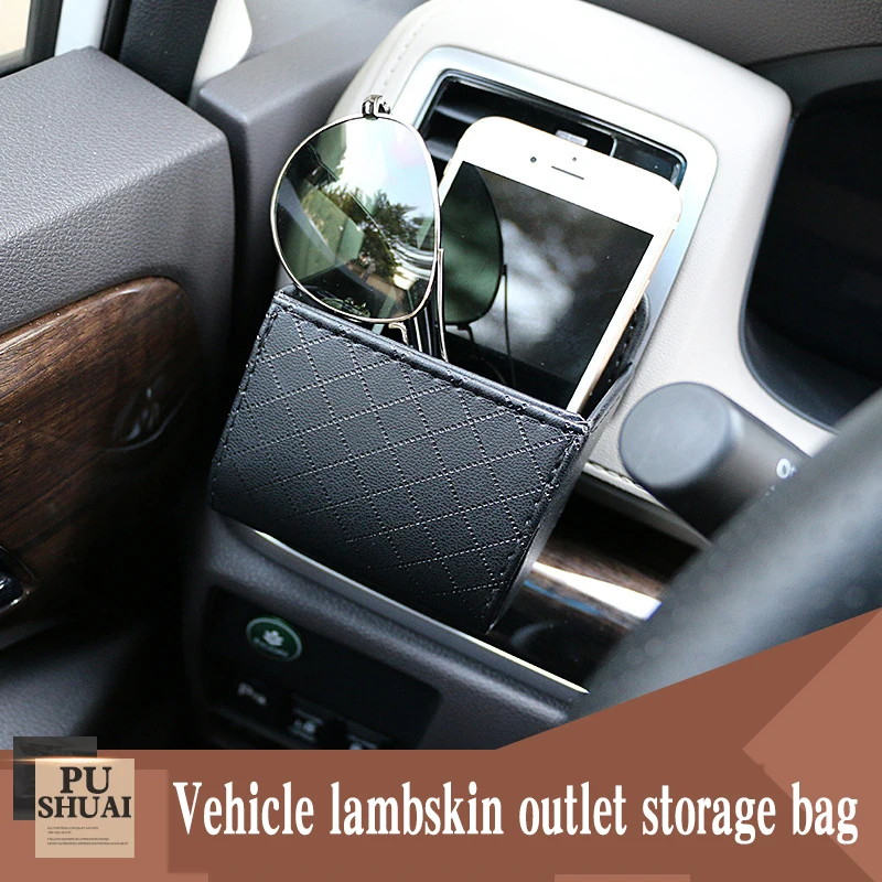 

Auto Vent Outlet Trash Box Super-fibre leather Car Mobile Phone Holder Storage Bag Organizer Automobile Hanging Box Car Styling