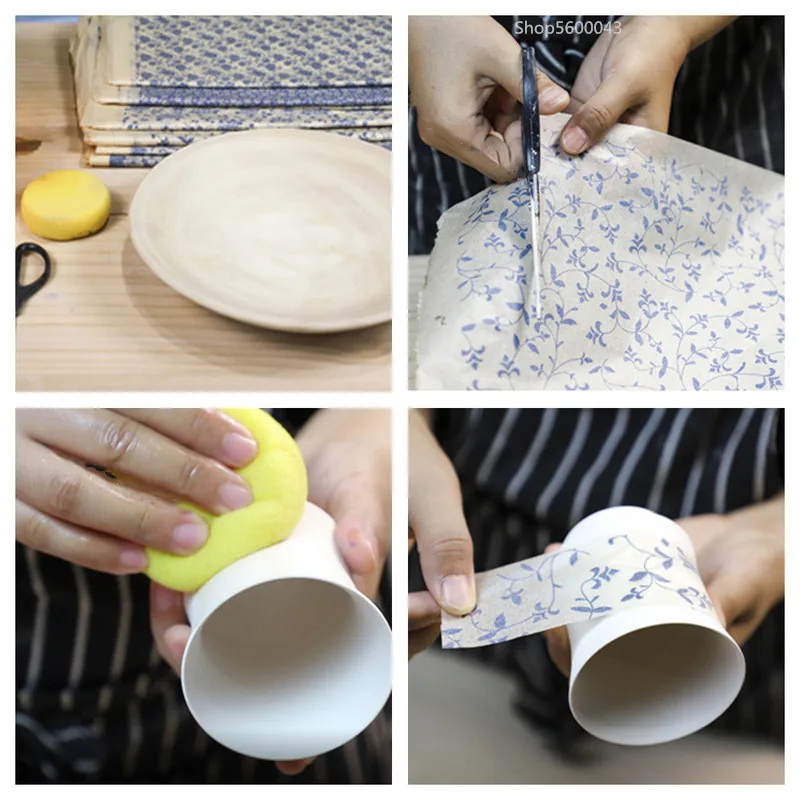 Pottery Underglaze Color Decal Paper DIY Jingdezhen Ceramic Blank Transfer Flower Paper 54x37cm 1PCS,pottery coloring tool,under glaze color pencil