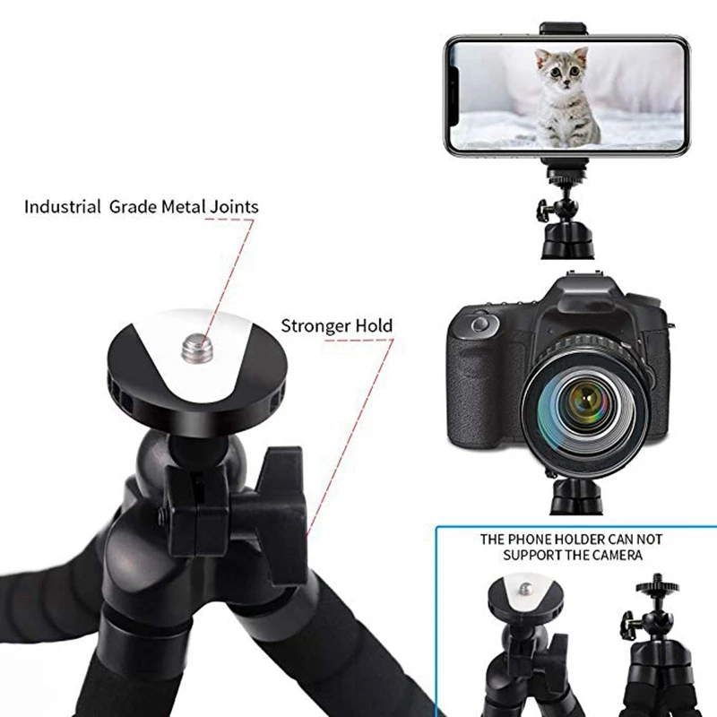Led Ring Light Octopus Portable Flexible Tripod Stand Holder& Cell Phone Holder Compatible with All Smart Phone, for Selfie, Yo