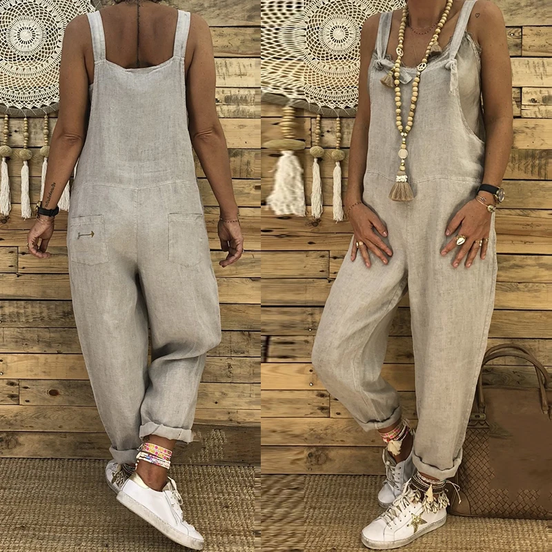 Женский комбинезон в стиле ретро повседневный с широкими штанинами багги