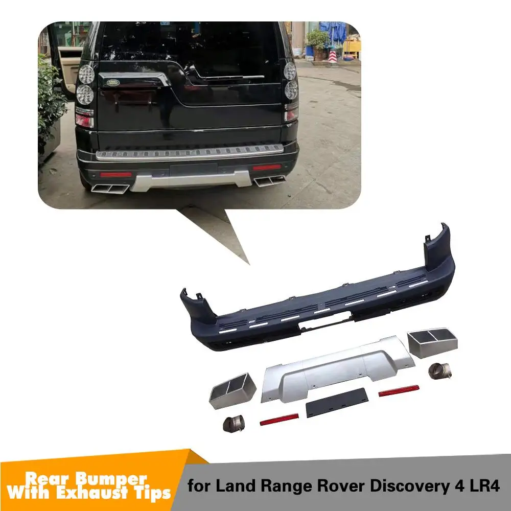 For Land Rover Discovery 4 2015 Rear Bumper Diffuser with exhaust tips Car Rear Bumper Diffuser Lip Spoiler For Land Rover Discovery 4 2015 Rear Bumper Diffuser with exhaust tips Car Rear Bumper Diffuser Lip Spoiler