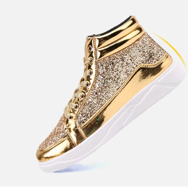 high top silver sneakers