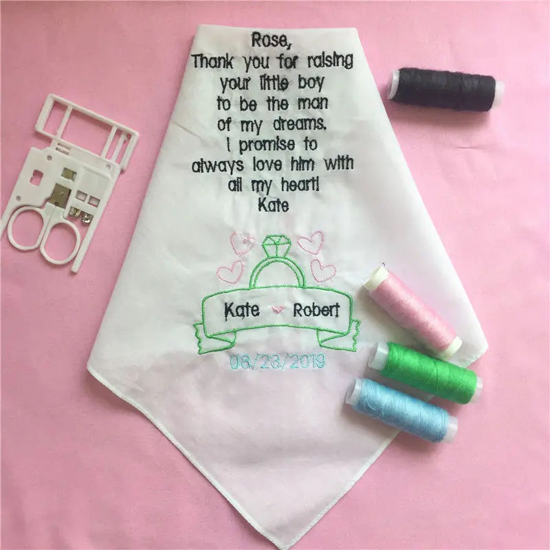 Пользовательские Свадебные носовые платки для матери жениха, вышитые свадебные Hankies для матери жениха, свадебный подарок для матери жениха - Цвет: 217