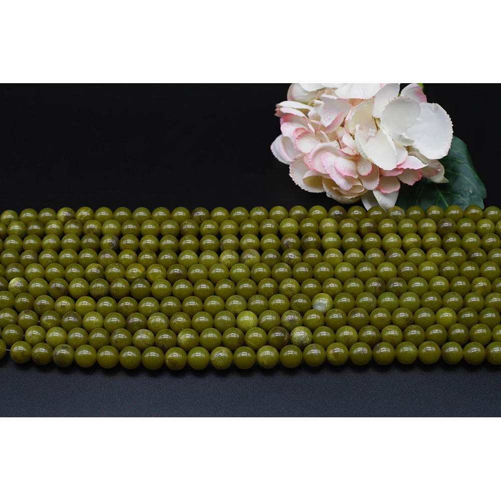 12mm AAAAA Natural Smooth Olive Jade Round Stone Beads For DIY necklace bracelet jewelry make 15 
