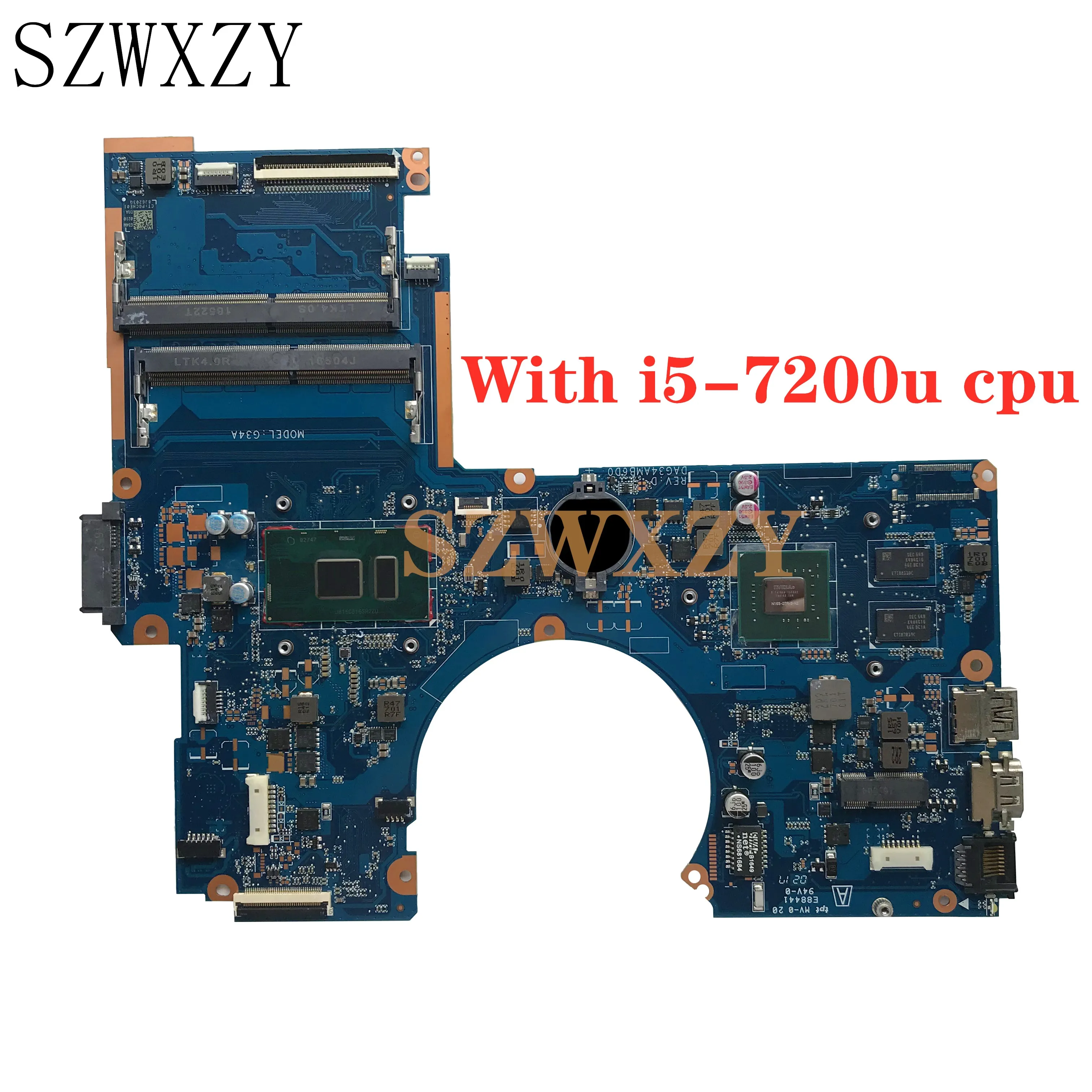 SZWXZY отлично подходит для материнской платы ноутбука HP 15-AU с SR2ZU I5-7200u CPU DAG34AMB6D0 100%