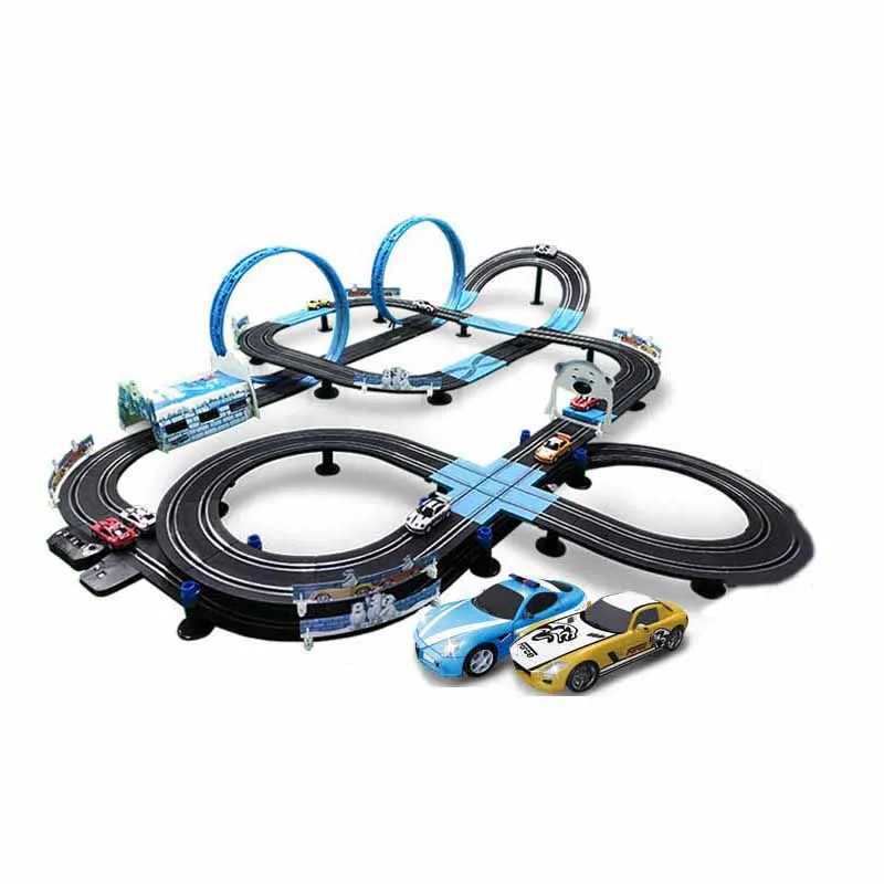 AUTORAMA ELETRICO AUTO PISTA DE CORRIDA COM 2 CARRINHOS 2 CONTROLES REMOTO  INFANTIL 33 PECAS 83CM