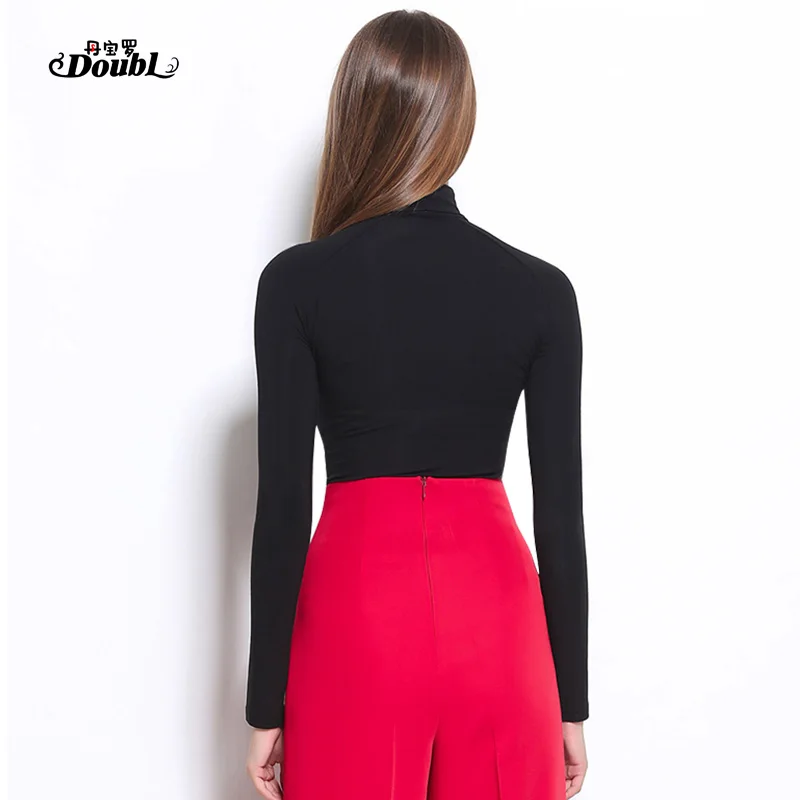 Women's Long Sleeve Black Turn-down Collar Slim Suit Adult Thick Ladies Latin Practice Dance Clothes Dance Wear Top Comfortable