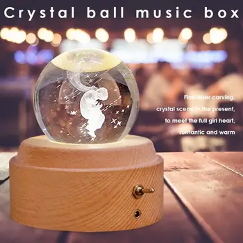 

Creative Carved Music Box Classic Colors Simple Enduring Crystal Ball Rotate Light Girl Friends Valentine Gifts