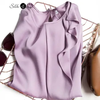 

2020 Early Autumn Fashion New 19MM Heavy Silk Shirt Elegant Knowledge Ribbon Top Woman