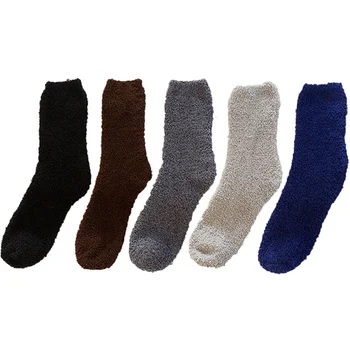 

12pair/set Newest Solid Color Men Winter Warm Thicken Coral Fleece Socks Fluffy Sleep Bed Sock Perfect