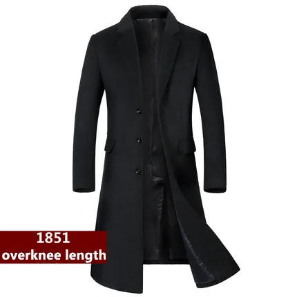 1581overknee length Мужское шерстяное пальто, Осень-зима, новое деловое повседневное шерстяное пальто, однобортный длинный Тренч, шерстяное пальто выше колена, твидовое пальто - Цвет: 1581overknee length