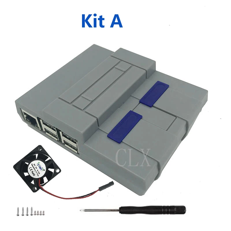 Чехол Raspberry Pi 3 B+ Mini NES style+ Cool Fan+ 2 игровые ручки для Raspberry Pi 3 Model B Plus, 3B, 2B и B+/NESPi чехол