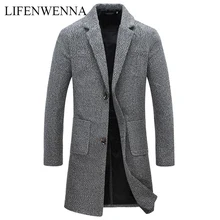 Autumn Winter New Fashion Brand Men's Clothes Trend Jacket Wool Coat Men Slim Fit Peacoat & Blends Long 3XL