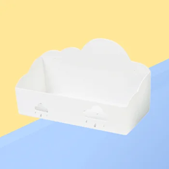 

1pc Storage Rack Self Adhesive Clouds Pattern Wall Mounted Organizer Stand Storage Rack Bedside Shelf for Office Dorm Home