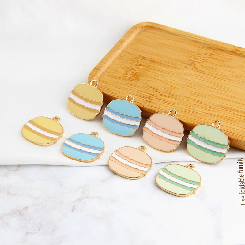 

10pcs/bag 22*24MM Hamburg Macaron Alloy Charms Earring Metal Pendant Dessert Enamel Charm DIY Earrings Jewelry Accessory FX118