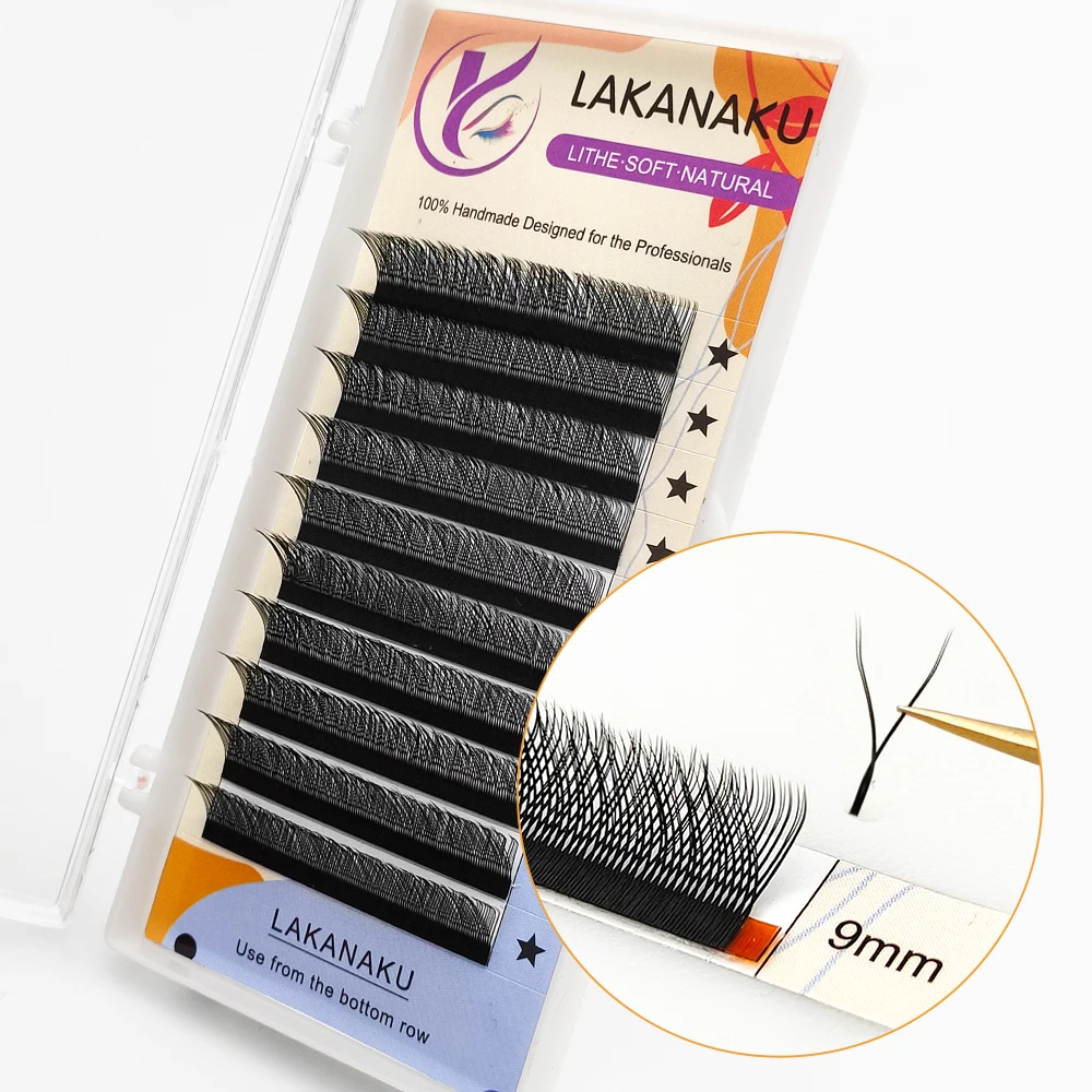 LAKANAKU YY Shape Brazilian Volume Cilia YY Eyelash Extension Supplies Y Design Volume Lashes 8-15mm Individual Cilios YY