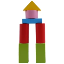 1 Набор деревянных блоков, развивающая игрушка для раннего развития, геометрические сборные строительные блоки, красочные Буковые деревянные