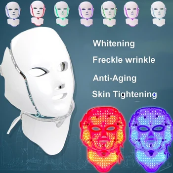 

2 Types 7 Color Photon LED Facial Neck Mask For Skin Rejuvenation Acne Pore Anti-Aging Beauty Light Therapy Light For Home Use