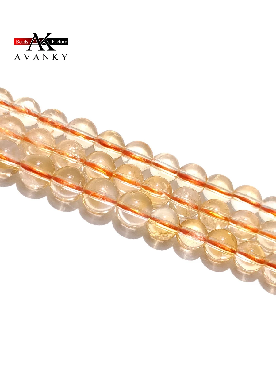 5A Natural Round Gemstone Citrine Crystal Beads Loose Spacer For Jewelry Making DIY Necklace Bracelet 15'' 6 8 10mm Wholesale