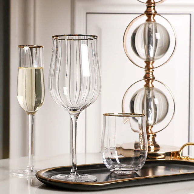 Gold Rim Ribbed Martini Glass by World Market