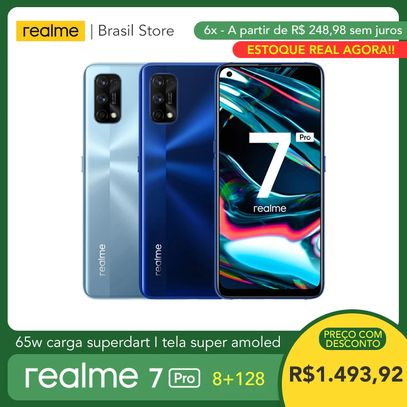 realme 7 Pro 8GB RAM 128GB ROM - 65W SuperDart Charge  Snapdragon 720G  Super AMOLED Screen  In-display Fingerprint