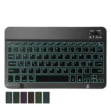 Universal Rechargeable Wireless Bluetooth Keyboard with 7 Color LED Backlight for iPad Laptop PC Tablet Accessories zienstar russian bluetooth wireless keyboard for ipad macbook laptop tv box computer pc and tablet silver white color