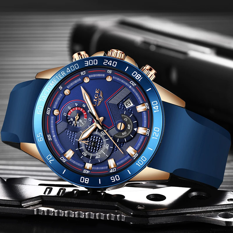Lige New Mens Watches Fashion Blue Sport Watch Top Brand Luxury Clock Men Waterproof Quartz-5