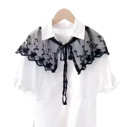 Fashion Thin Fake Collar Shoulder Wrap for Women Shirt Detachable Collars Shawl Necklace Lapel Blouse Embroidery False Collars
