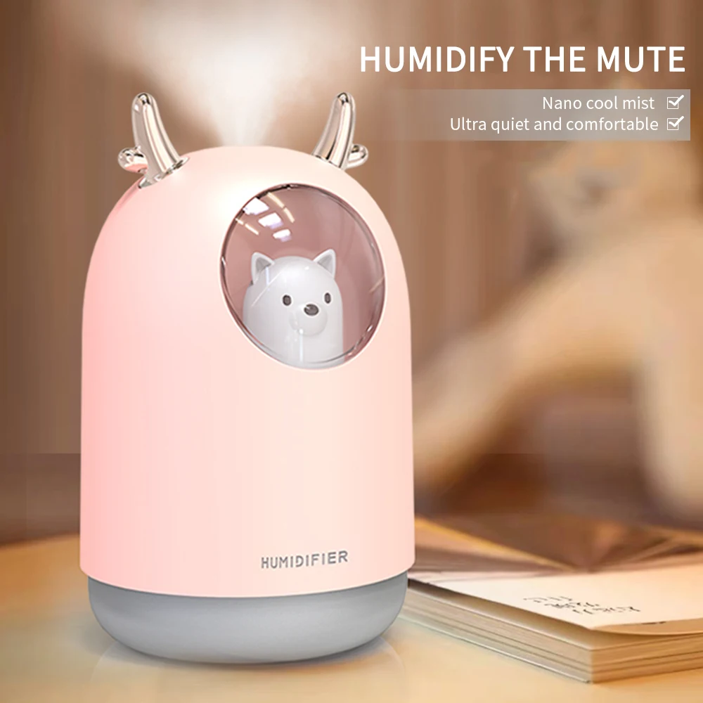 

USB Humidifier 380ml Ultrasonic Cool Mist Aroma Air Oil Diffuser Romantic Color LED Lamp Humidificador With Timed Auto-Off