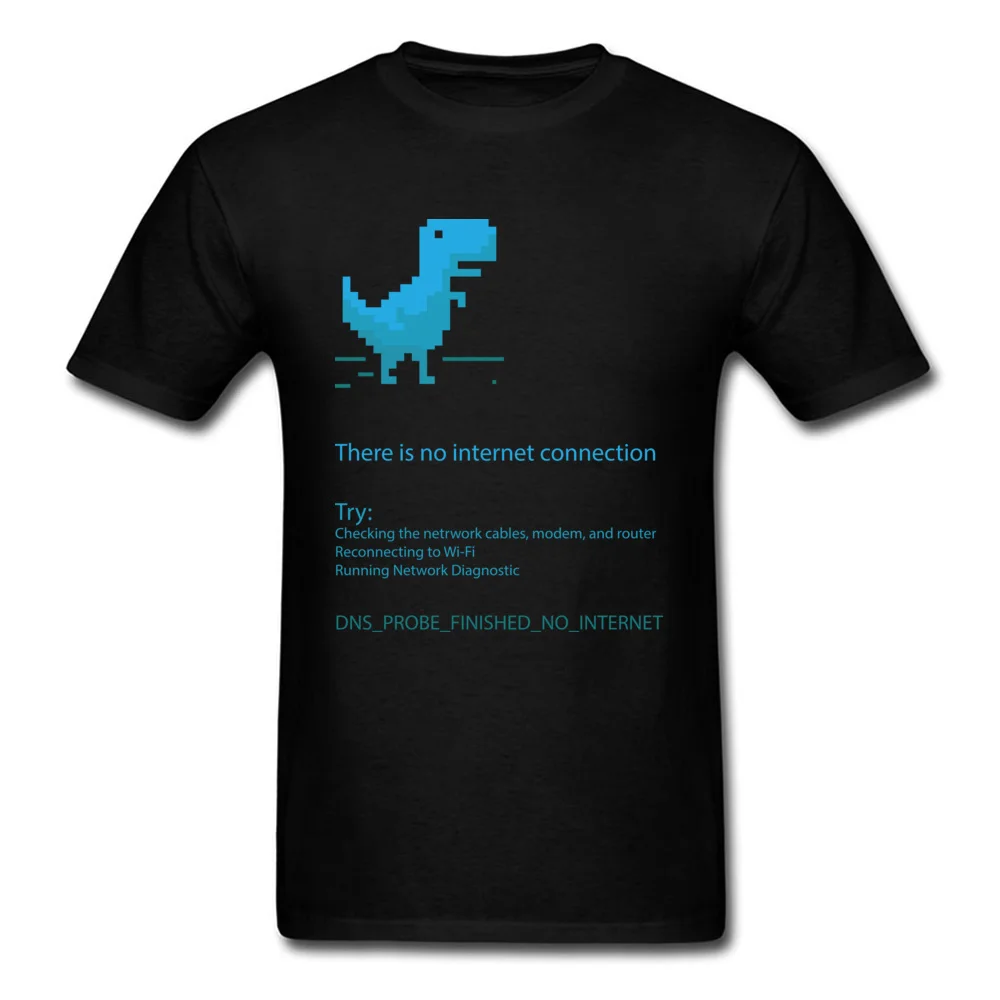 

one yona There Is No Internet! Tee Shirt Men T-shirt Black Tshirt Blue T Shirts Cartoon Dino Tops Dinosaur Funny Clothing 2019