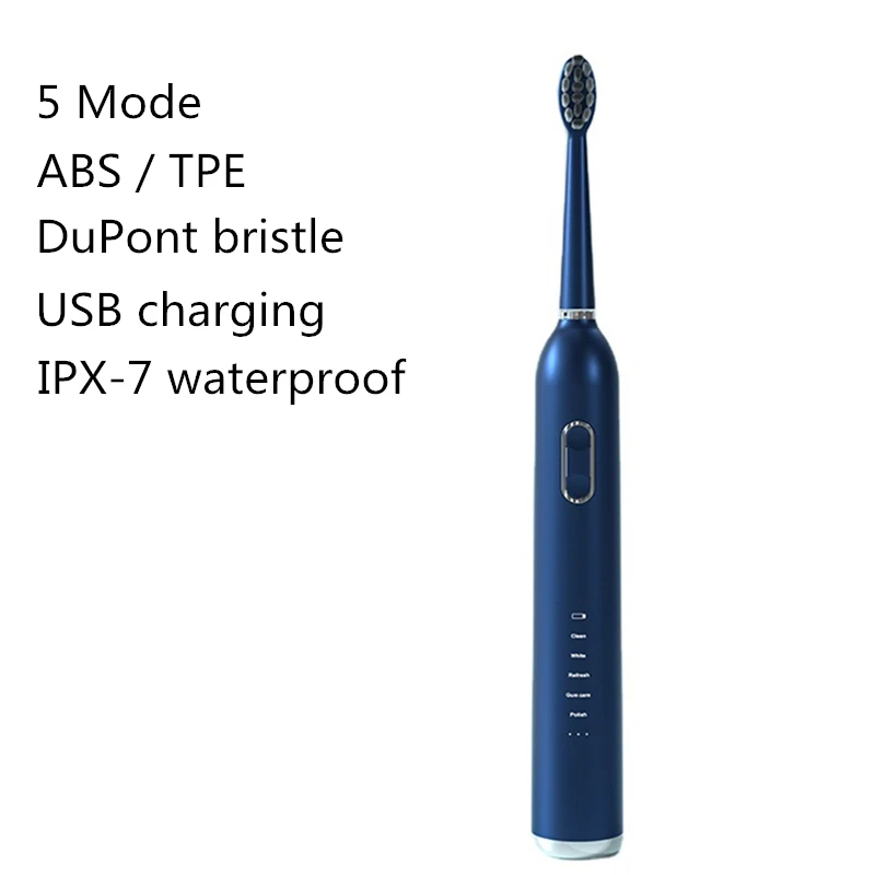 Sonic Electric Toothbrush Adult Timer Brush 5 Mode Inductive charging Rechargeable Tooth Brushes Replacement Heads Set Case