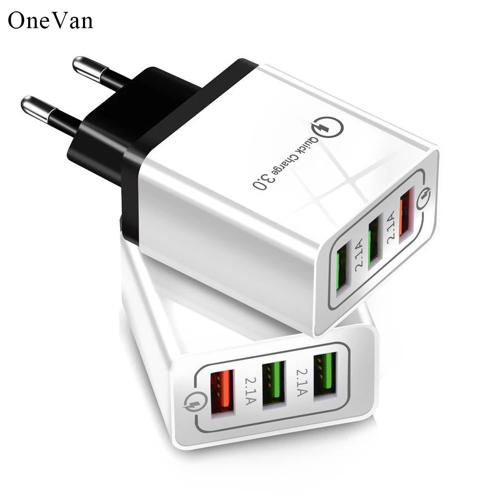OneVan USB Зарядное устройство быстрой зарядки 3,0 5V 2.4A 3 Порты и разъёмы быстрая Зарядное устройство для Iphone зарядное устройство samsung Xiaomi huawei мобильного телефона Зарядное устройство