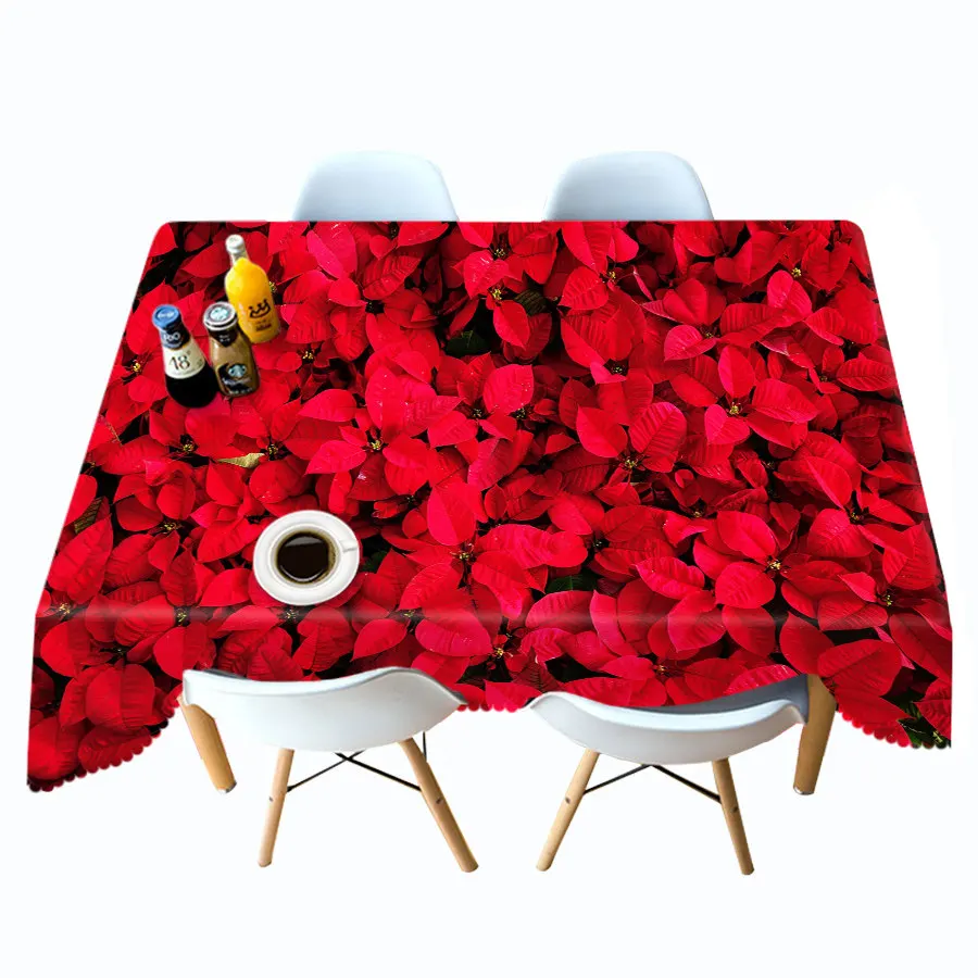 Style C 3d Рождественская скатерть со снежинками, праздничный сафлор и свеча, прямоугольная/Круглая Скатерть для свадьбы, пикника, вечерние - Цвет: Style C