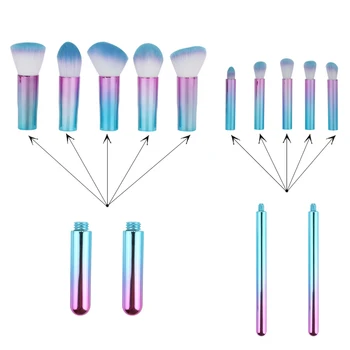 

10PCS/Set Metal Makeup professional Brushes Cosmetic Face Foundation Power Eyeshadow Blush MakeUp Brush Kit Maquiagem Cotton Pad