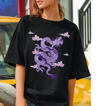 

Streetwear tops women's T-shirt ulzzang Harajuku vintage Chinese dragon print T-shirt summer new Oversize loose casual women Top