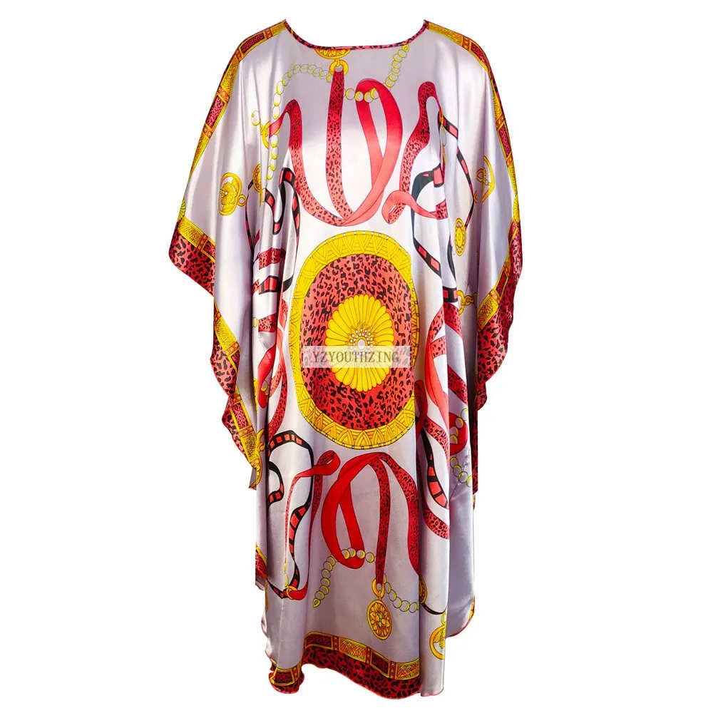 Chinese Vintage Print Lady Robe Dress Nightgown Summer Nightdress Sleepwear Women Satin Rayon Nightwear Bath Gown One Size