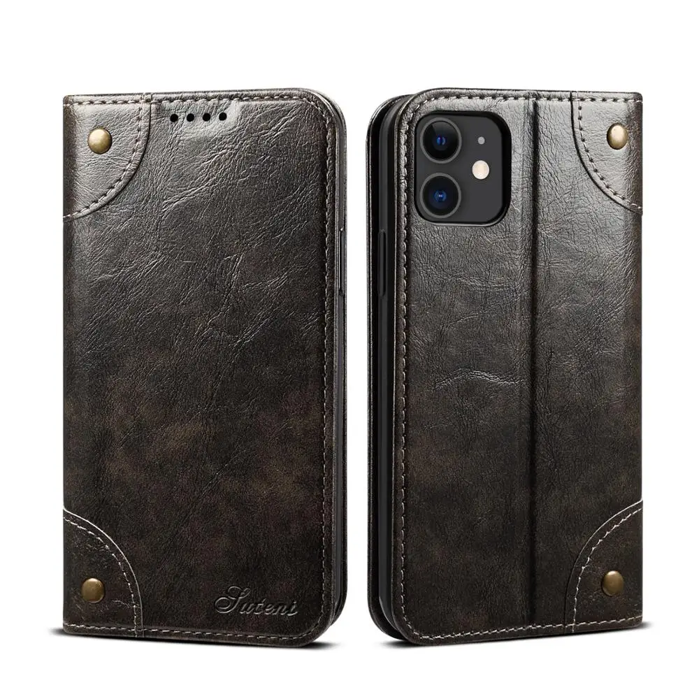 Роскошный держатель для карт чехол для iPhone 11 Pro Max Xs 7 8 Plus кожаный чехол-кошелек для iPhone 6s 6s Plus - Цвет: Black