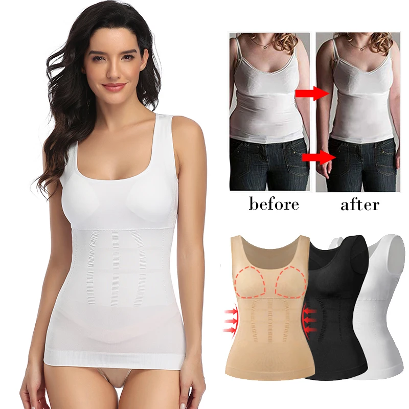 Women's Cami Shaper with Built in Bra Tummy Control Camisole Tank Top  Underskirts Shapewear Body Shaper - AliExpress