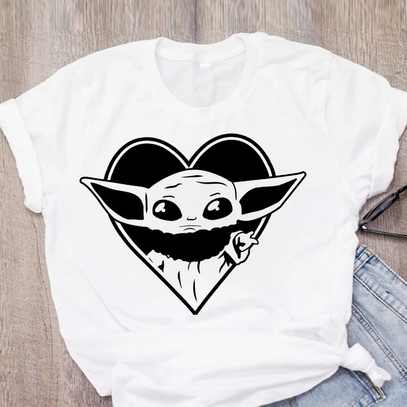 Женская летняя одежда с рисунком из мультфильма йода любовь инопланетянин топы