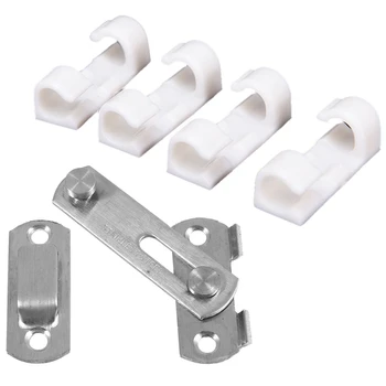 

1Set Hasp Latch METAL Hasp Latch Lock Sliding Door Lock for Window Cabinet Fitting & 20Pcs Wire Fixing Clamp Clip White