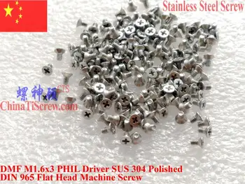 

stainless steel screws M1.6x3 DIN 965 Flat Head 0# Phillips A2-70 100 pcs