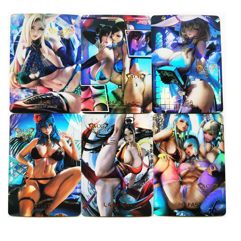 9pcs/set ACG Beauty Bronzing No.5 AERI Chun Li Mai Shiranui Hobby Collectibles Anime Game Collection Cards Sexy Girls | Игрушки и хобби